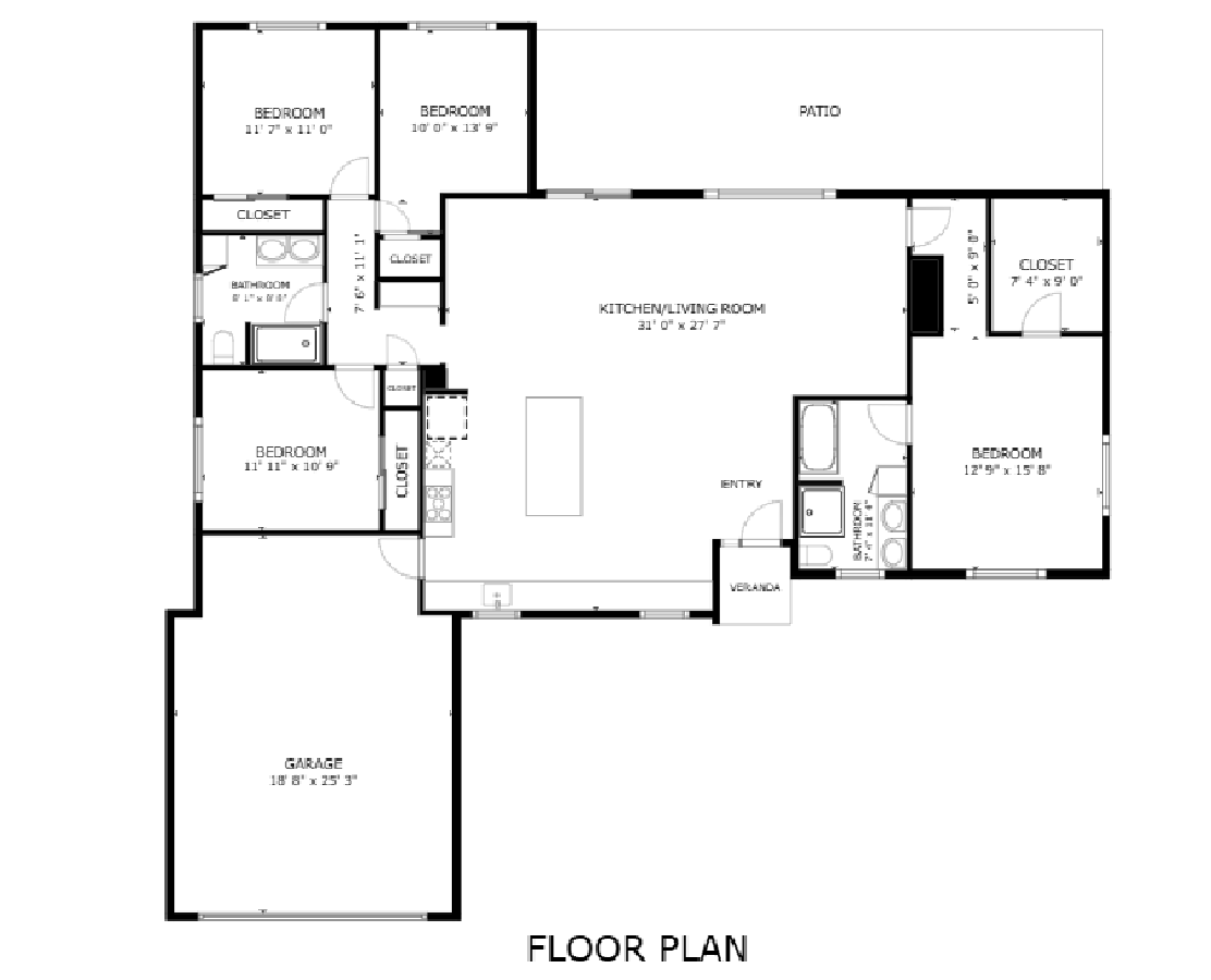Floor plan of 1921 Wheaton Avenue with room dimensions